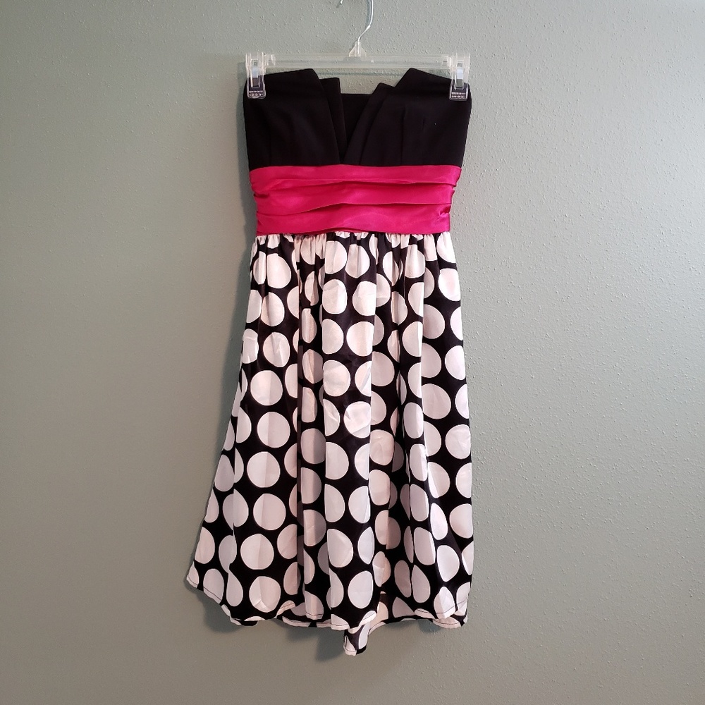 Strapless Silk Polka Dotted Dress
